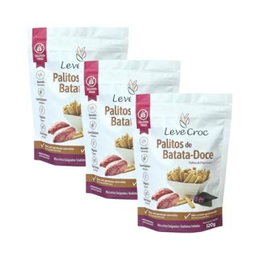 Imagem de Kit com 3 pacotes de Palitos Salgados de Batata-Doce Sem Glúten de 120g cada - Leve Croc