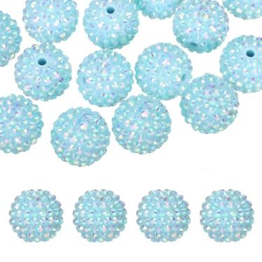 Imagem de PATIKIL Contas de strass de resina de 20 mm para caneta com contas, pacote com 10 bolas de discoteca brilhantes em pedaços redondos de chiclete para chaveiro com contas para fazer joias, artesanato