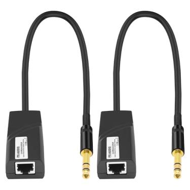 Imagem de XMSJSIY Extensor TRS de 6,35 mm TRS 1/10.2 cm macho estéreo para Ethernet RJ45 fêmea adaptador de áudio Balun extensão de rede 300 m sobre cabo Cat5e e Cat6 isolado interferência resistente a ruído