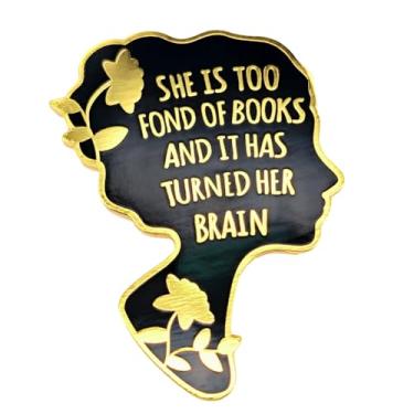 Imagem de Leraverppy Broche esmaltado, She Is Too Fond Of Books And It Has Turned Her Brain Lapela, Emblema Feminista, Presente Para Mulheres, Menina, Esposa, Amigas, Decoração DIY, Bolsa de Lona Mochila