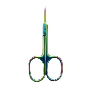 Imagem de 1-8 peças Tesoura de manicure russa para recrescimento de cutículas, corte de unhas com ponta curva, removedor profissional de aço inoxidável, colorida, 1 peça