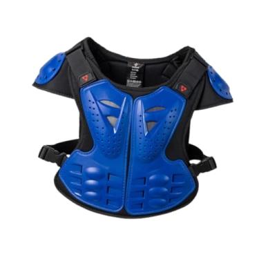 Imagem de UGPLM Colete de motocicleta com proteção para ombros e peito, proteção antiqueda para costas, para skate, motocross, crianças, Azul