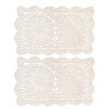 Imagem de USTIDE 2 peças de toalha de mesa de crochê bege toalha de mesa de renda 26 x 40 cm