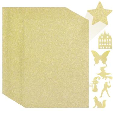 Imagem de 25 folhas de cartolina dourada clara com glitter – 21 x 28 cm, 250 gsm/41,7 kg, papel cartonado grosso brilhante pesado para artesanato, decoração de casamento, aniversário UAP21BK25