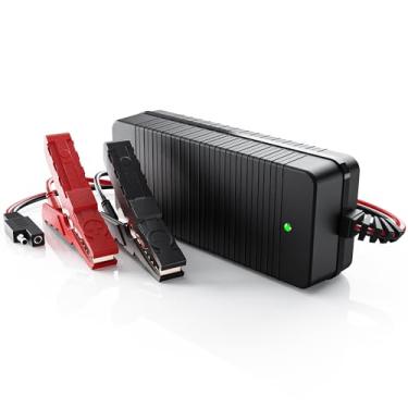 Imagem de PowerGpt Carregador LiFePO4 de 14,6 V 5A para bateria de lítio LiFePO4 de ciclo profundo de 12 V (12,8 V), carregador de bateria de bordo à prova d'água/marítimo para carro, barco, motor, RV solar e