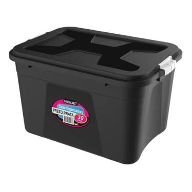 Imagem de Caixa Organizadora 30 Litros Preta Com Travas Pp 0772 Uninjet, Organiz
