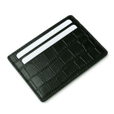 Imagem de Carteira masculina fina de couro genuíno com porta-cartões – Porta-cartões premium e elegante com capacidade para 7 a 10 cartões e compartimento para moedas – Carteira de couro elegante e funcional |