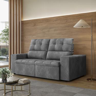 Imagem de Sofá 3 Lugares Retrátil Reclinável 180cm Suede Roma Flash - Cinza