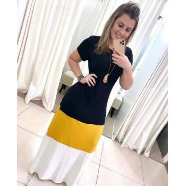 Imagem de Vestido 3 Cores Moda Femenina - nascimentomodas2020, Preto, Mostarda, 