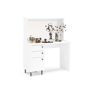 Imagem de Penteadeira Luisiana c/ 1 Porta 2 Gavetas e Espelho Branco - Politorno