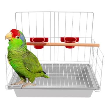 Imagem de Gaiola Poleiro Papagaio Calopsitas Periquito Agaporni Passaros Mansos(Branco)