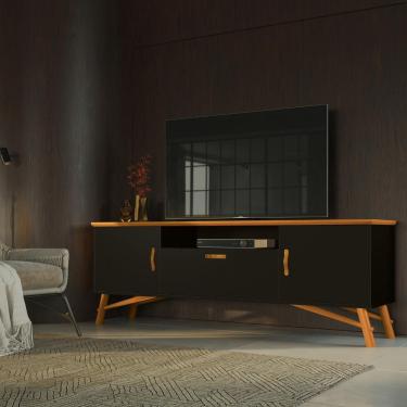 Imagem de Rack para TV até 75 Polegadas 3 Portas com Pés em Madeira Pérgamo 178cm