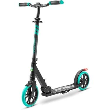 Imagem de SereneLife Patinete para adultos, adolescentes e crianças - Scooter de 2 rodas com guidão ajustável em T - Deck antiderrapante de liga - dobrável portátil com alça de transporte - Aqua