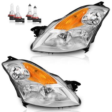 Imagem de Vizotae Conjunto de faróis para substituição de farol de halogênio Nissan Altima 4Dr Sedan 2007-2009, farol alto/baixo com lâmpadas, lado do motorista e do passageiro
