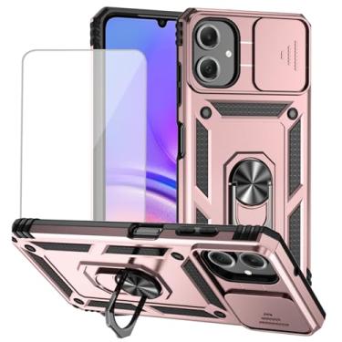 Imagem de Yodueiv Capa para Galaxy A06, capa para SamsungA06 SM-A065F com protetor de tela de vidro temperado e capa de câmera deslizante, anel magnético suporte de carro capa protetora para Samsung Galaxy A06