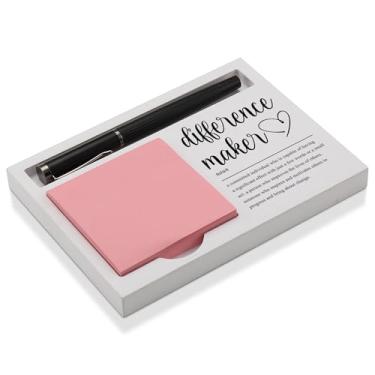 Imagem de Porta-notas de mesa para professores, enfermeiras, colegas de trabalho, caneta de madeira branca e organizador de notas adesivas, decoração de mesa de escritório para mulheres e homens, presente de