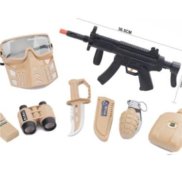 Imagem de Kit Policial Infantil com Rifle 36cm, Máscara, Binóculos e Acessórios, Brinquedo de Faz de Conta