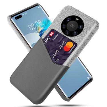 Imagem de Capa para Huawei Mate 40 PRO Plus,Anti-deslizamento,Proteção contra quedas de 360°,Resistência à impressão digital,Tela e caso de couro PU com 1 slot de cartão atrás-Gray