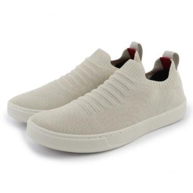 Imagem de Tenis Calce Facil Knit Meia Tecido Masculino Leve Casual Sola Reta de 