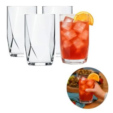 Imagem de Jogo Copos Topazio 360 Ml Nadir Vidro Suco Agua 4 Unidades - CRISTAR