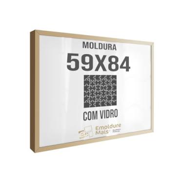 Imagem de Moldura para Quebra Cabeça Cabeca 59x84 1500 peças Com Vidro para Quadro Puzzles Clementoni cor Dourada