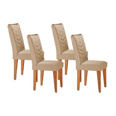 Imagem de Cadeira Sala de Jantar Londrina Kit 4 Un Capuccino/Linho Bege Turim - Rufato