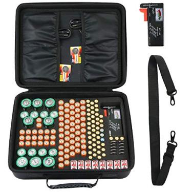 Imagem de Co2crea Capa rígida de viagem para baterias domésticas 3V 9V 9 volts AA AAA C botão célula D diário alcalina bateria rígida organizador caixa de armazenamento, estojo de transporte suporte – Comporta 153 baterias