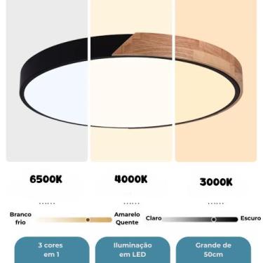 Imagem de Luminária Sobrepor Redonda Grande LED 3 em 1 Luz Fria/Quente/Neutra Bi