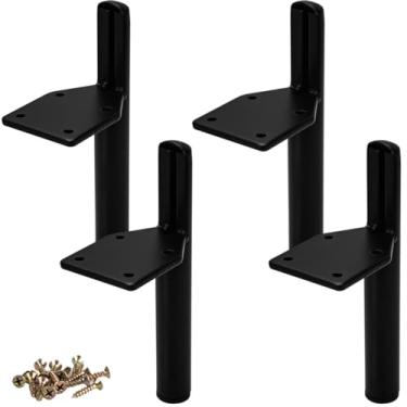 Imagem de Btowin Pernas de móveis de metal de 5 polegadas, 4 peças de pés de substituição de móveis DIY modernos cônicos montados na lateral preta para armário cômoda suporte de TV mesa de café, 5" (13 cm) (BN: