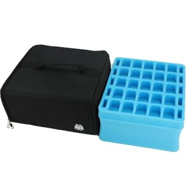 Imagem de Gárgula sorridente – Estojo de armazenamento em miniatura – 25 compartimentos de espuma e espuma grande para pegar e retirar para miniaturas – Estojo de transporte com alça – Cabe em bases de até 40