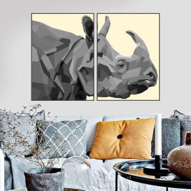 Imagem de Quadro Canvas Decorativo para Sala Rinoceronte Geométrico 42x30 - LUGG