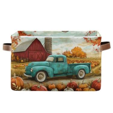 Imagem de Aslsiy Cesta de armazenamento de brinquedos, outono, abóboras, caminhão, lixo, berçário, árvore de outono, caixa de brinquedos, lona, prateleira, cestos de lavanderia, 1 peça