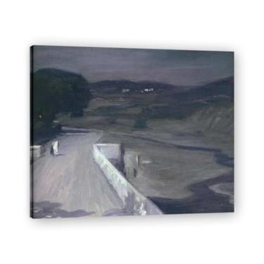 Imagem de Moonlight On The Bridge John Lavery Iconic Realist Portrait & War Scene Canvas Art – Decoração de parede irlandesa atemporal para casa emoldurada 30 x 36 cm