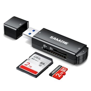 Imagem de SAMZHE Leitor de cartão SD USB 3.0 leitor de cartão micro SD 5Gbps adaptador de cartão de memória para TF SD Micro SD SDXC SDHC MMC RS-MMC Micro SDXC Micro SDHC UHS-I compatível com Mac, Windows