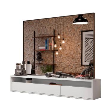 Imagem de Bancada Suspensa para Salão de Beleza Cabeleireiro Balcão de Barbearia Suspensa Life 1.12 - Branco - MoveisAqui