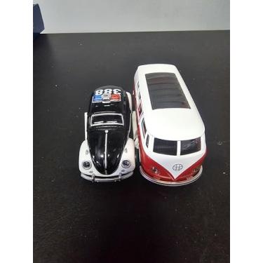 Imagem de Kit Fusc Kombi Miniatura Colecionável Brinquedo Carrinho Metal À fricção Abre Portas (Edição Especial Polícia + Kombi Vermelha)