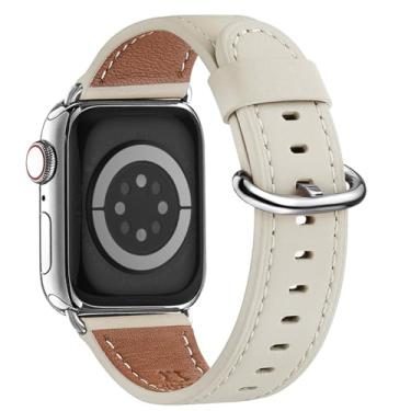 Imagem de WFEAGL Pulseira feminina de couro genuíno para Apple Watch SE e séries 10, 9, 8, 7, 6, 5, 4, 3, 2 e 1 de 41 mm, 40 mm, 38 mm e 42 mm (série 10)