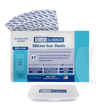 Imagem de Folhas de silicone para cicatrizes de grau médico - Fita de silicone para cicatrizes cirúrgicas - Folhas de gel respiráveis duráveis e reutilizáveis com estojo de armazenamento - Pequeno 7,6 cm