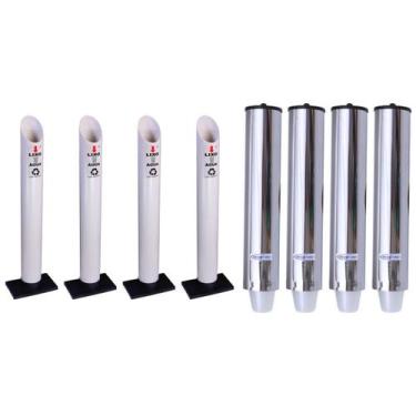 Imagem de Kit 4 Coletores Individuais Água PVC + 4 Dispensers Redondos 200ml Ino