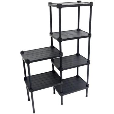 Imagem de Estante de Plástico Modular Multiuso 6 Prateleiras 2 Torres Preta Mont