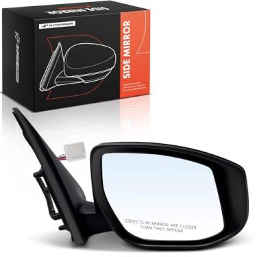Imagem de A-Premium Espelho retrovisor traseiro externo preto texturizado lateral do passageiro - compatível com Nissan Sentra 2013-2019 - não aquecido manual dobrável
