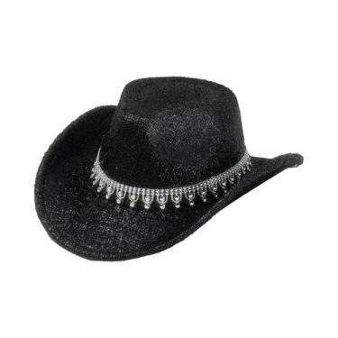 Imagem de Chapéu De Cowboy Ocidental Com Strass Prateado Para Homens, Festa De J