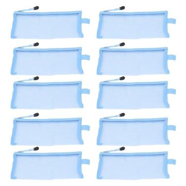 Imagem de TOPINCN 10 Pack Nylon Mesh Zipper Pouch, Impermeáveis Zip File Bags A6 Paper Document File Folders Lápis Pouches Organizador Sacos para Sala de Aula Organização Escolar Material de (Azul)