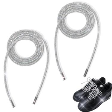 Imagem de MOODKEY Cadarços de strass, 2 peças de cordão de glitter com cristais brilhantes de substituição para sapatos, moletons com capuz, bolsas e acessórios (multicoloridos), Multicor, 47.6inchs