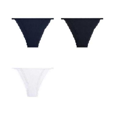 Imagem de Conjunto De 3 Calcinhas Femininas Sexy De Renda E Algodão, Confortávei