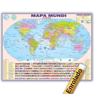 Imagem de Mapa Mundi Planisfério Político Gigante - 0,90 X 1,20m - Enrolado - Mu