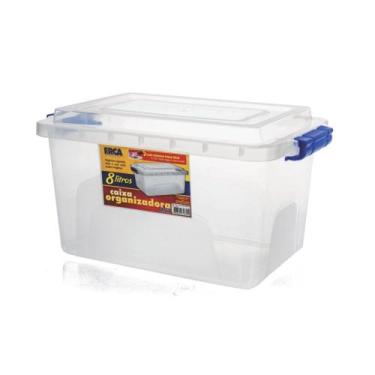 Imagem de Caixa Organizadora Alta Transparente 8 litros Com Tampa e Travas 1330 