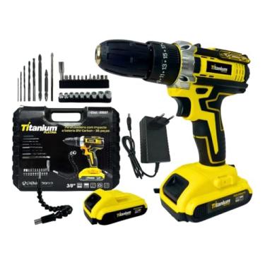 Imagem de Titanium Parafusadeira A Bateria CARBON 21V Sem Fio com Carregador Bivolt e Maleta com Kit De 35 Acessórios