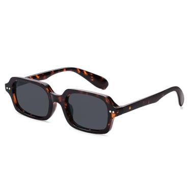 Imagem de VANLINKER Óculos de sol retrô quadrados pequenos para homens e mulheres modernos óculos de sol retangulares anos 90 VL9879, Lente cinza/armação de tartaruga C3, M