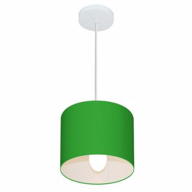 Imagem de Lustre Pendente Cilíndrico Free Lux Para Mesa De Jantar, Sala, Quarto, Churrasqueira E Balcão. Verde-folha Tam: 18x18cm
